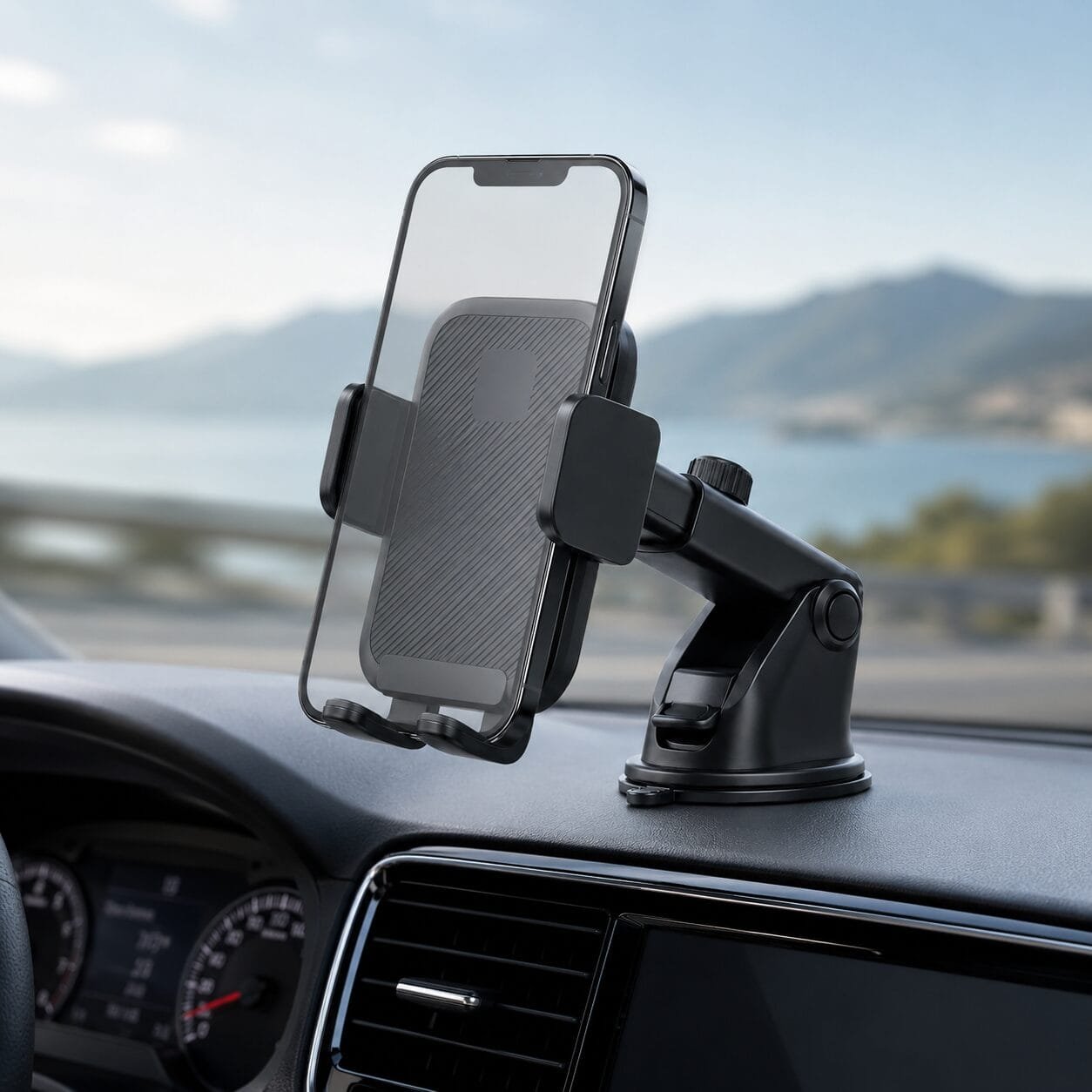 Car phone mount lifestyle product photography for Amazon product listings in UAE