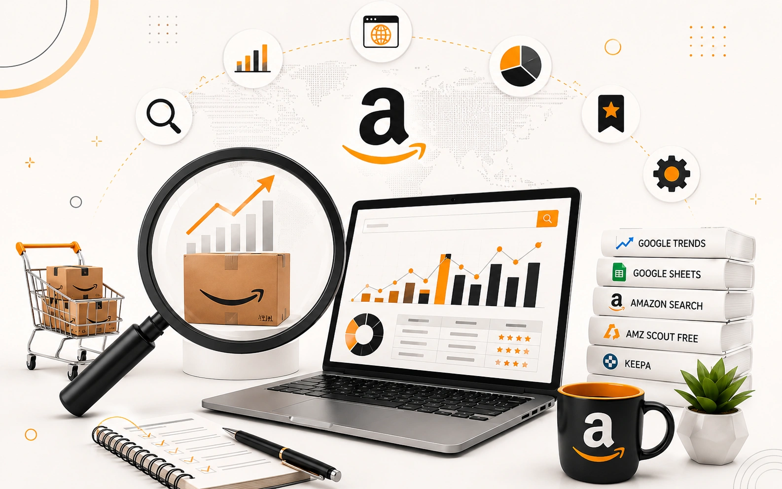 Amazon product research using free tools to identify profitable products, market trends, and growth opportunities.