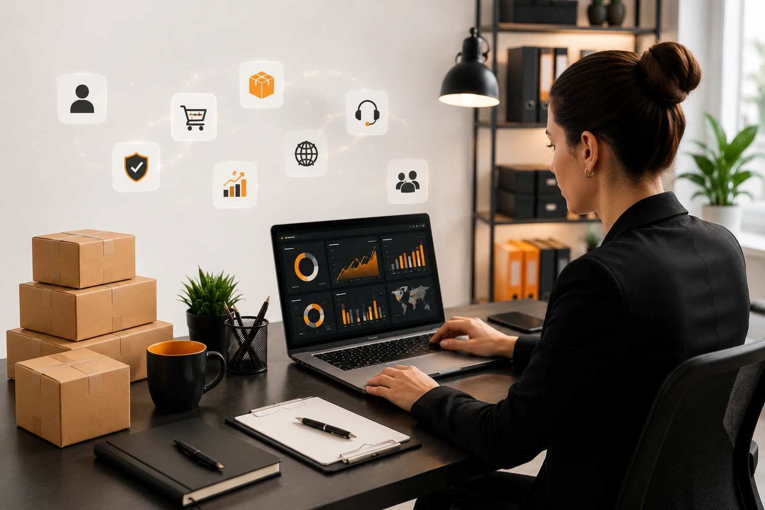 Amazon Account Management Services with dashboard analytics, product listings, PPC campaigns, and inventory management