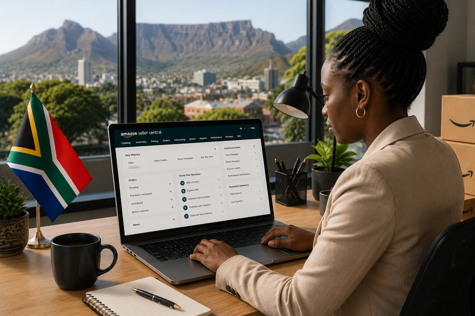 Amazon Agency South Africa providing seller account setup, listing optimization, PPC management, and marketplace growth services