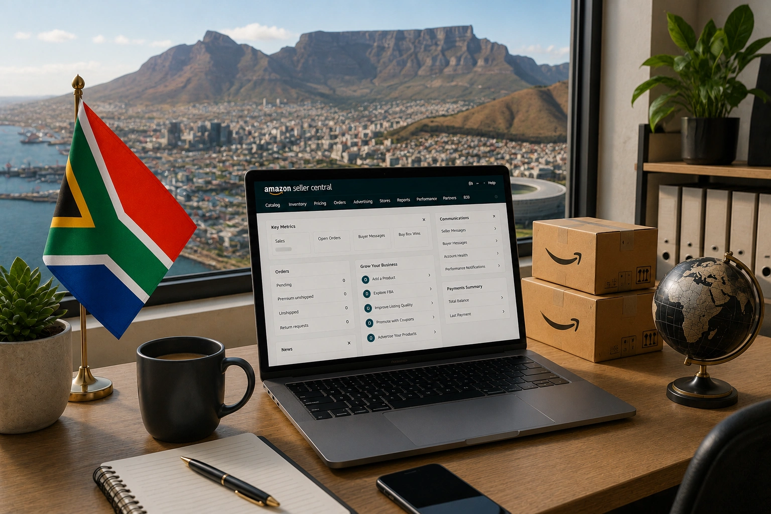 Amazon Agency South Africa providing seller account setup, listing optimization, PPC management, and marketplace growth services