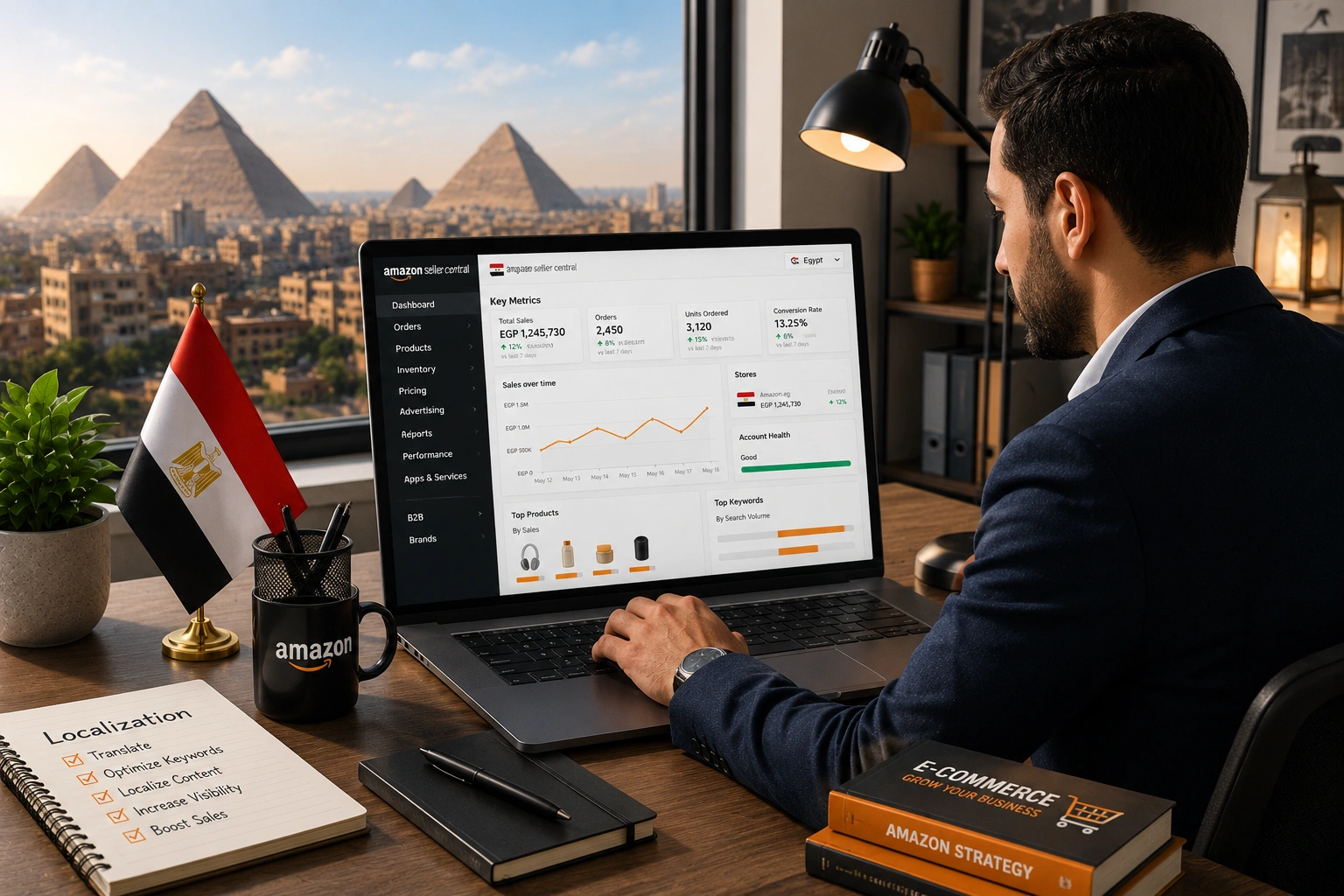 Amazon Agency Egypt providing seller account setup, listing optimization, PPC management, and marketplace growth services
