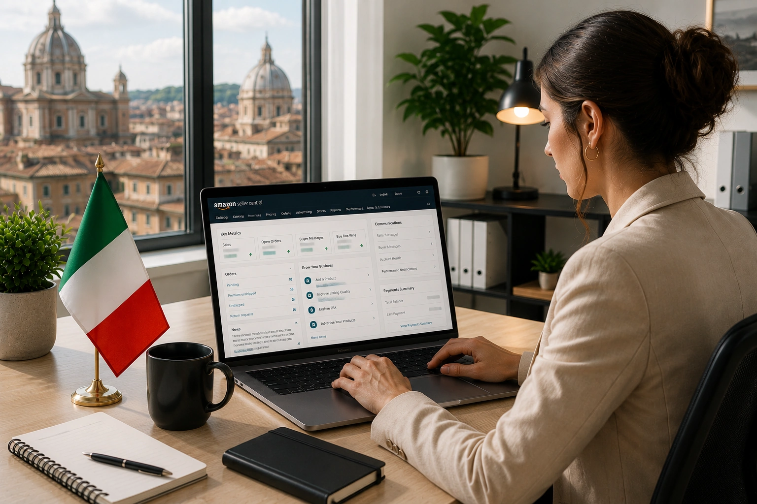 Amazon Agency Italy providing seller account setup, listing optimization, PPC management, and marketplace growth services