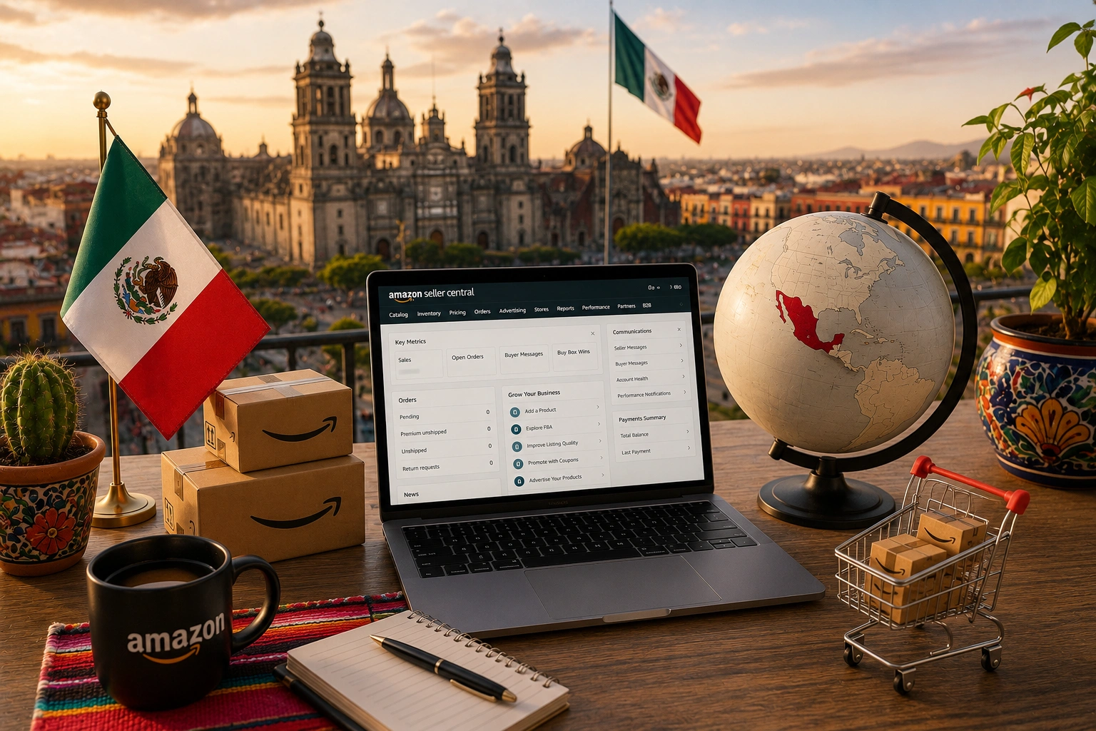 Amazon Agency Mexico providing seller account setup, listing optimization, PPC management, and marketplace growth services