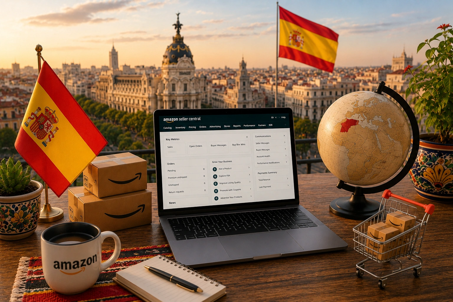Amazon Agency Spain providing seller account setup, listing optimization, PPC management, and marketplace growth services