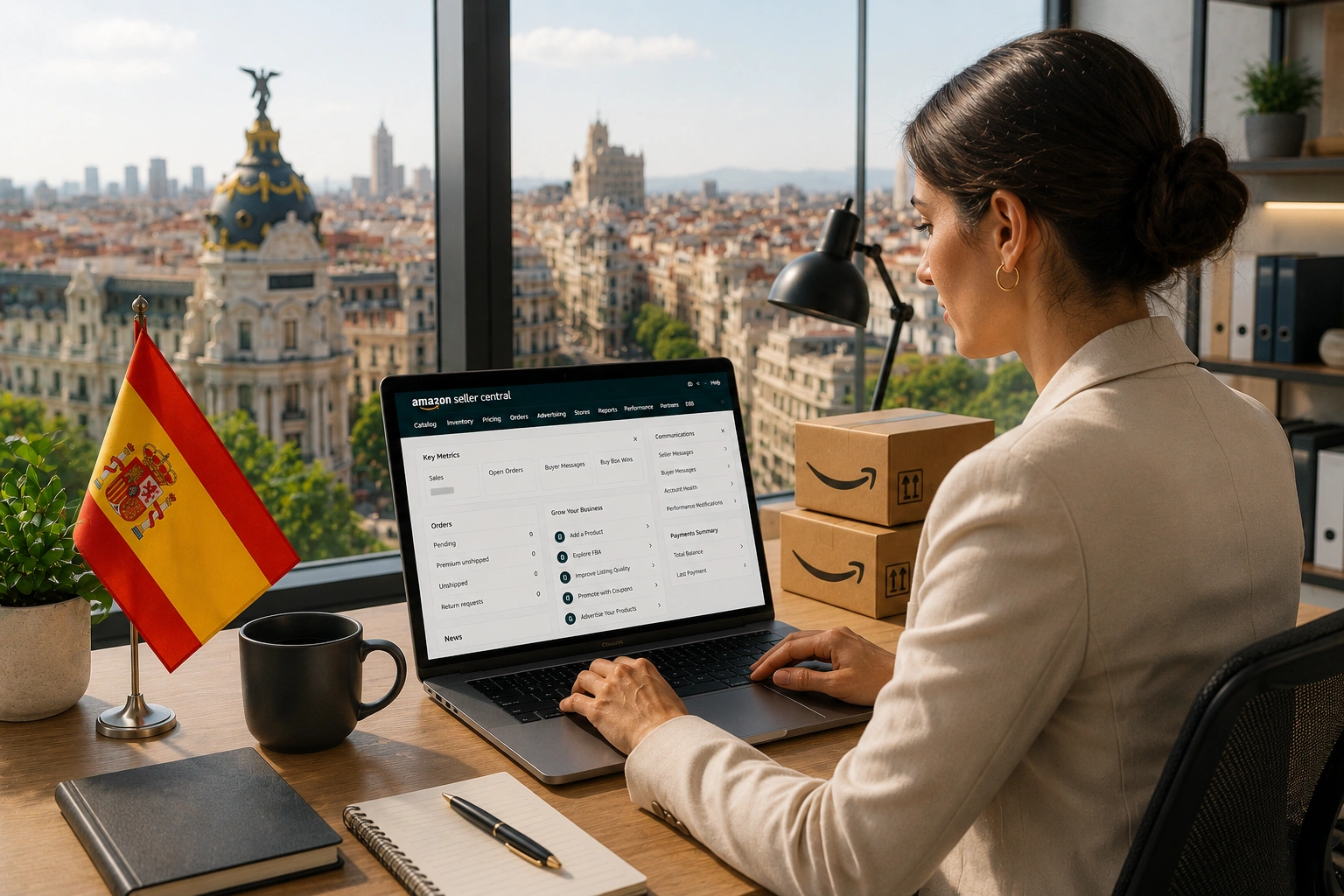 Amazon Agency Spain providing seller account setup, listing optimization, PPC management, and marketplace growth services