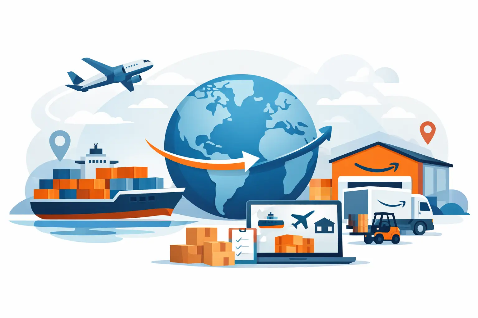 Amazon Freight Forwarding Service providing international shipping, customs clearance, cargo transportation, and FBA logistics for Amazon sellers