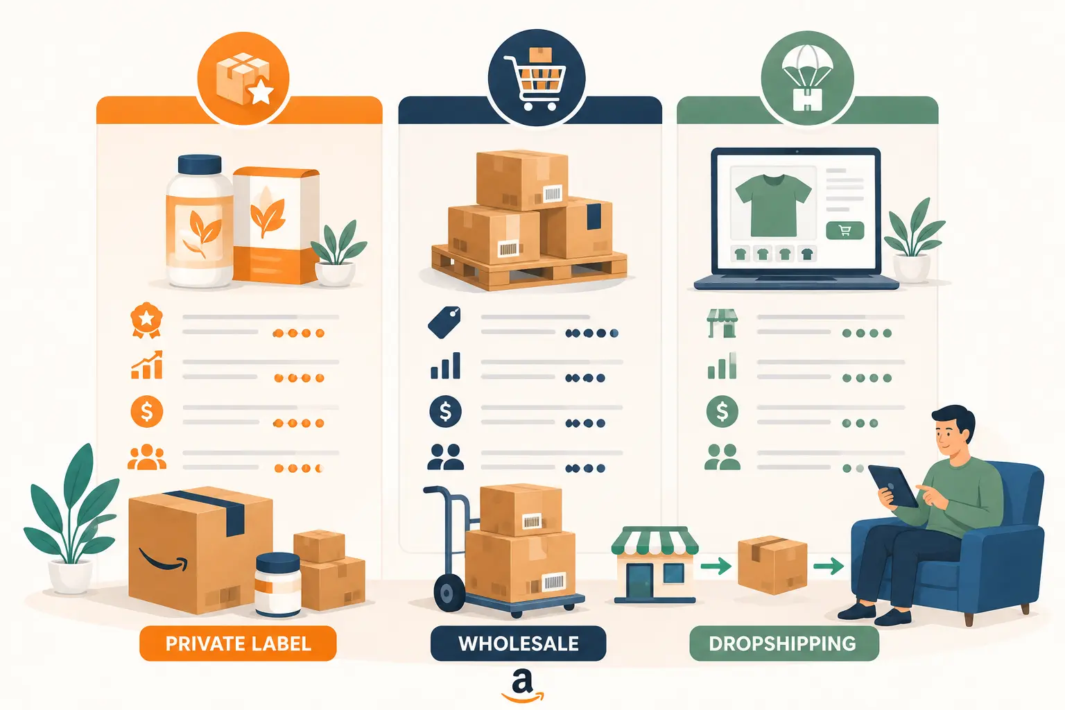 Amazon Private Label vs Wholesale vs Dropshipping guide by iNNOVEX