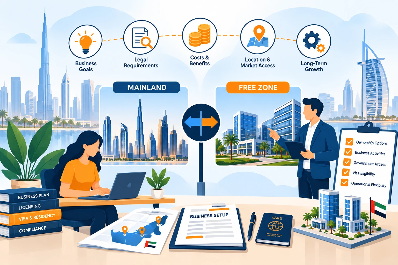 How to Choose Between Mainland and Free Zone Business Setup