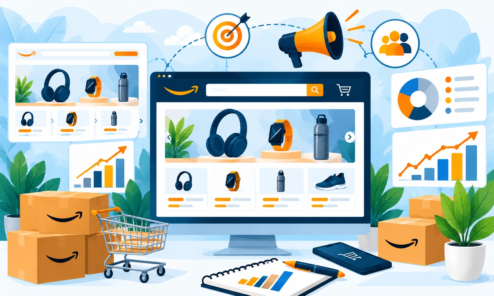 Amazon Sponsored Brands management for keyword targeting, creative campaigns, video ads, bid optimization, Storefront traffic, ACOS, ROAS, and brand growth.